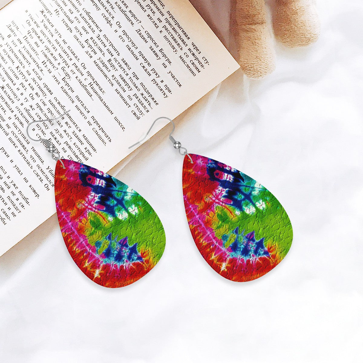 Groovy Texture Splash Leather Teardrop Earrings