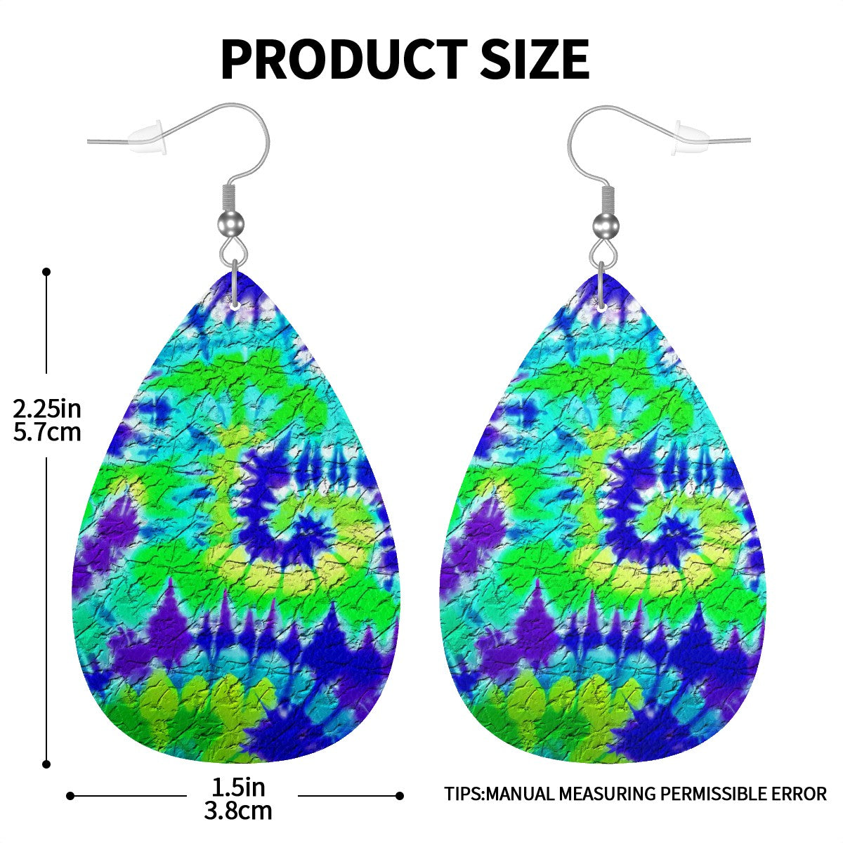 Vibrant Tie-Dye Swirl Leather Teardrop Earrings