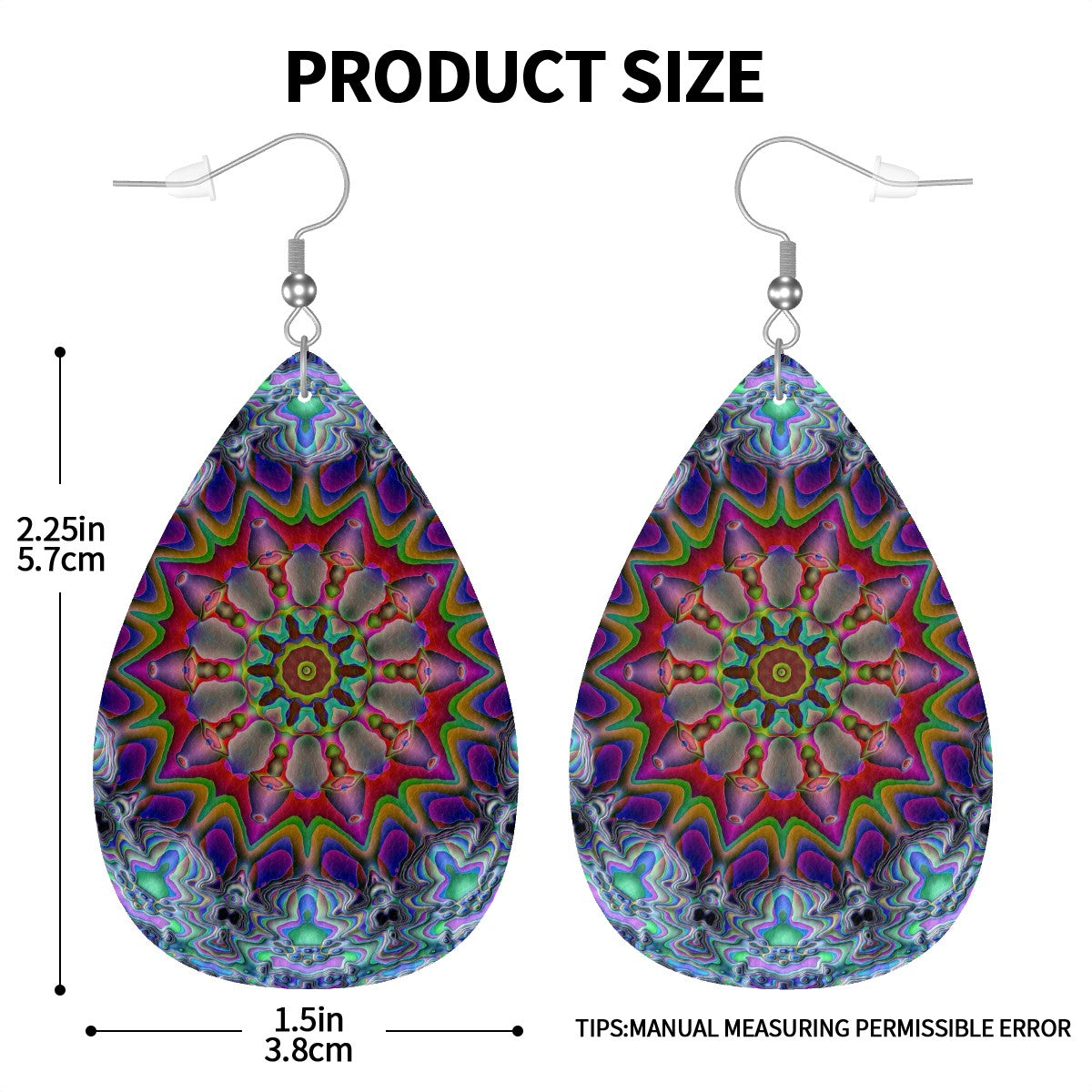 Astral Radiance Leather Teardrop Earrings