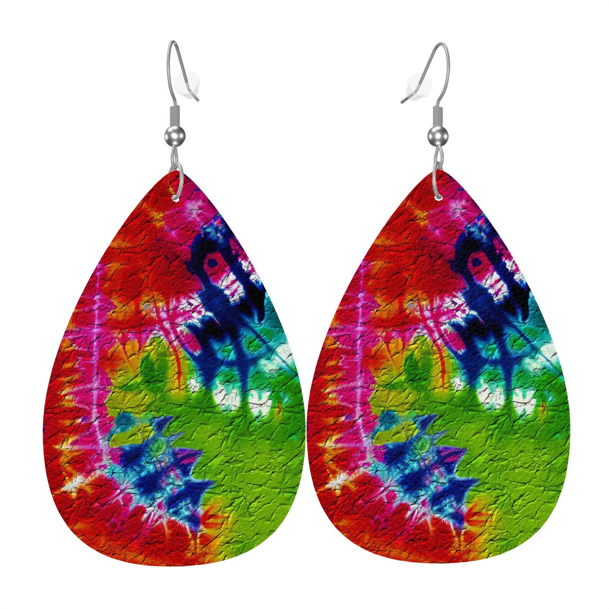 Groovy Texture Splash Leather Teardrop Earrings