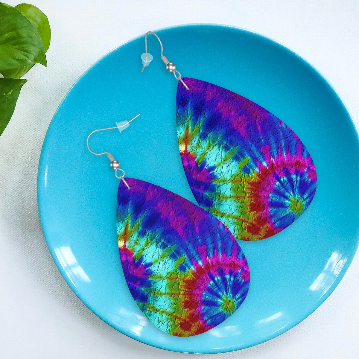 Electric Hippie Dream Leather Teardrop Earrings
