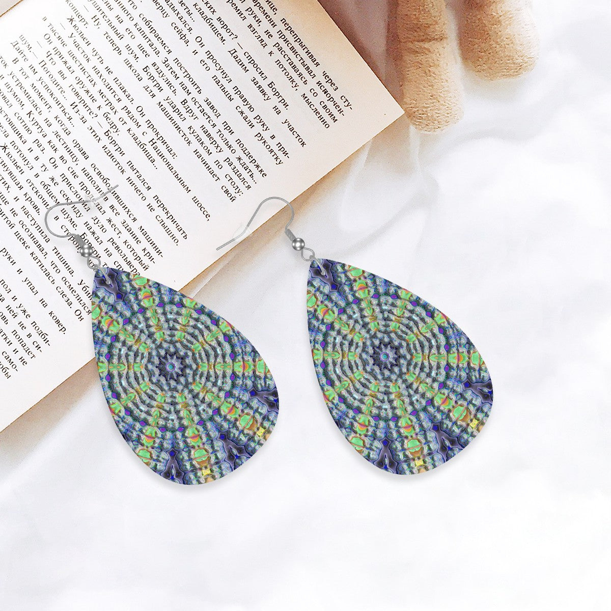 Chakra Bloom Leather Teardrop Earrings