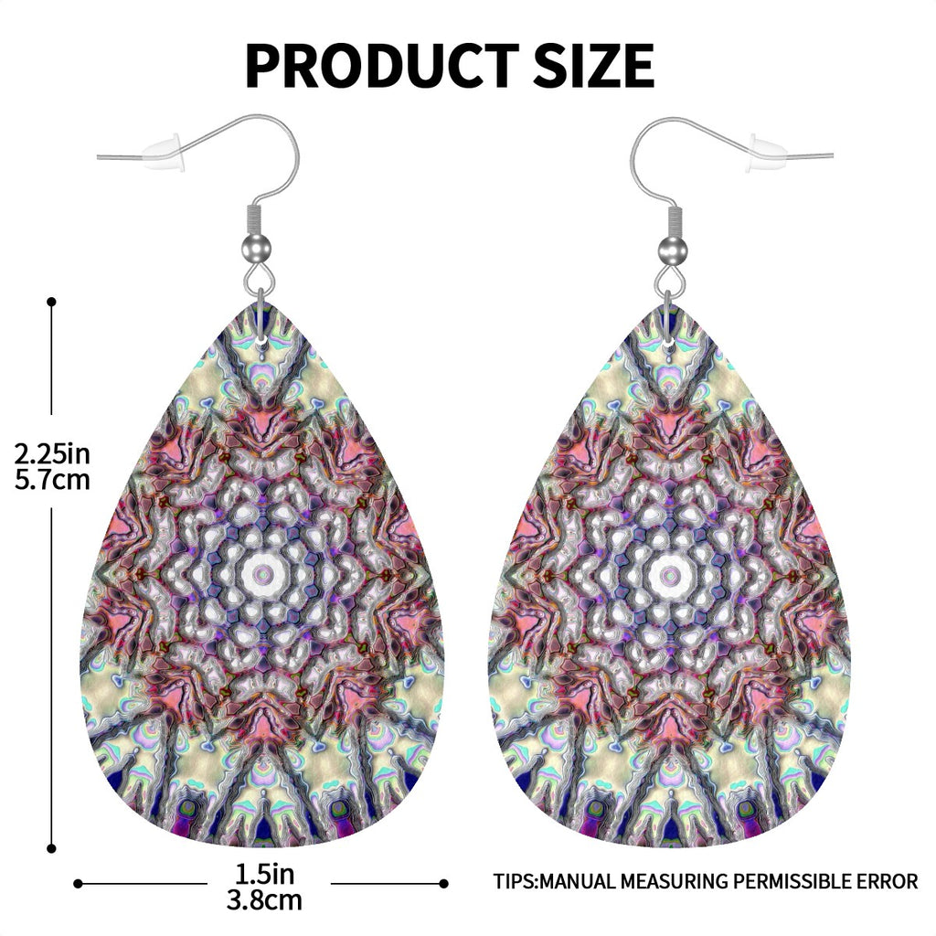 Cosmic Bloom Leather Teardrop Earrings