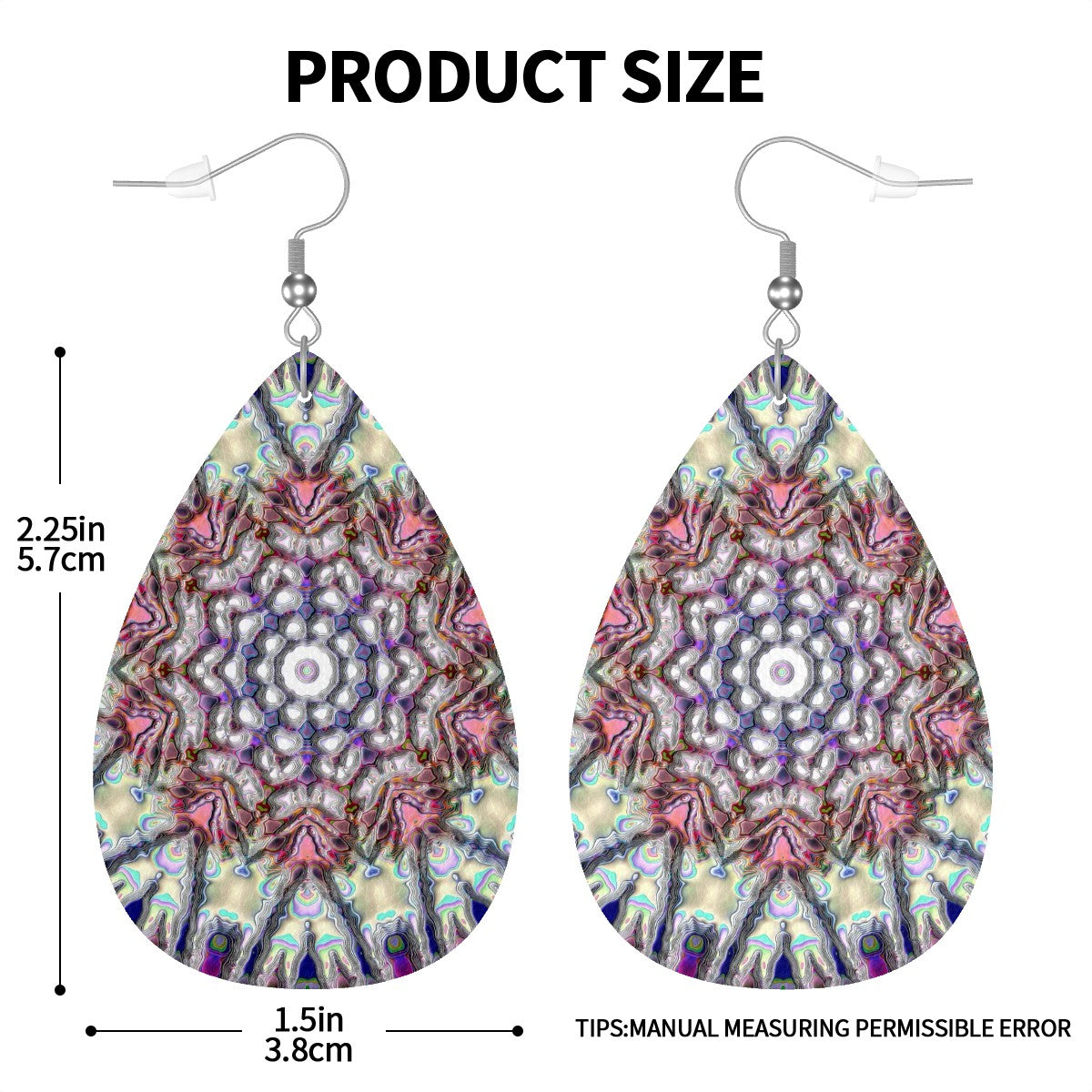 Cosmic Bloom Leather Teardrop Earrings