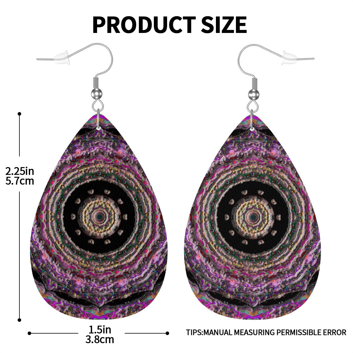 Amethyst Aura Leather Teardrop Earrings