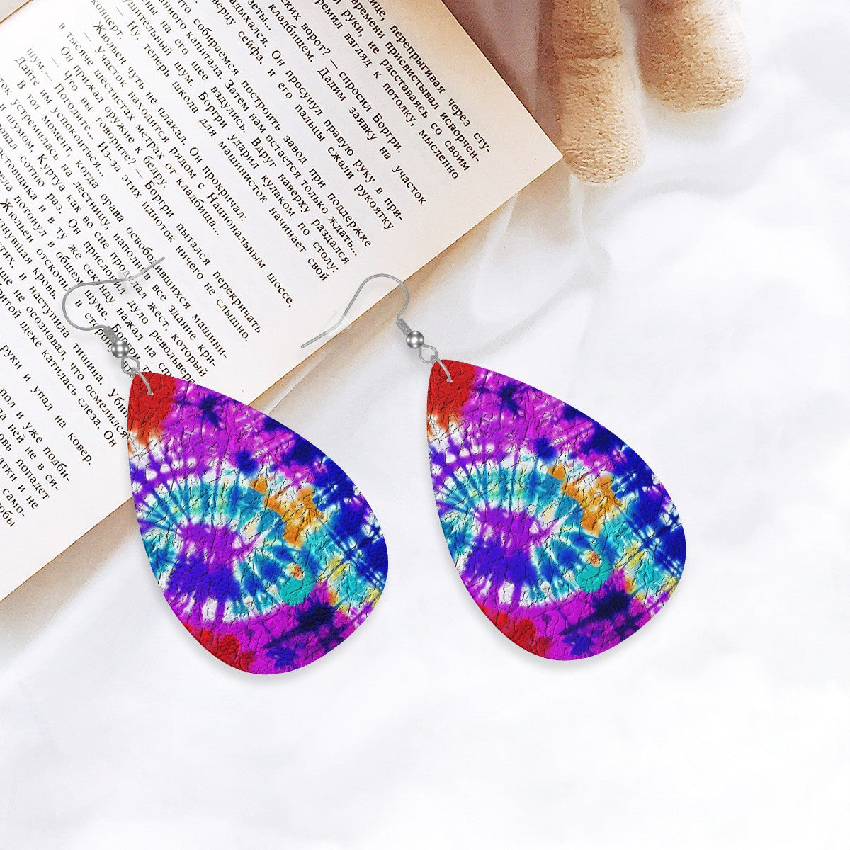 Groovy Swirl Leather Teardrop Earrings